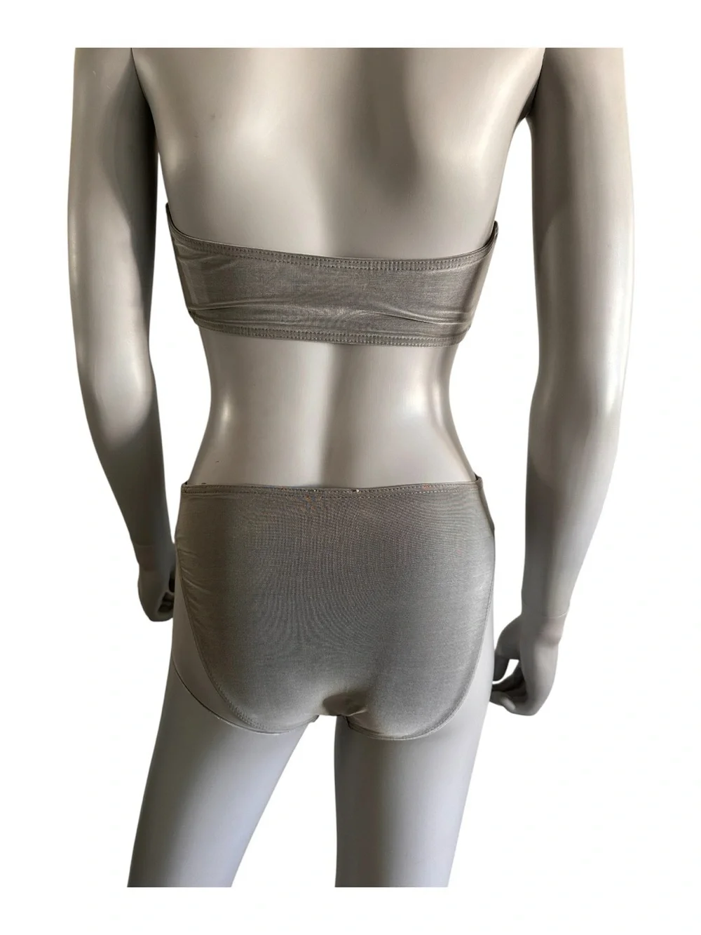 AUTHENTIC CHANEL Silver/Gray Tie-Front Halter Bikini